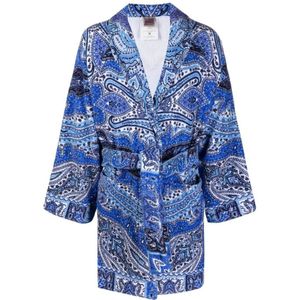 Etro, Blauwe Paisley Print Katoenen Badjas Blauw, Dames, Maat:S