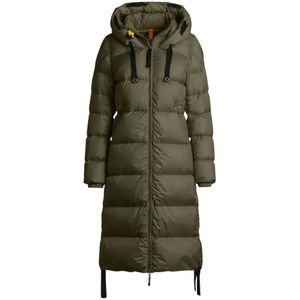 Parajumpers, Mantels, Dames, Groen, M, Polyester, Gewatteerde Olijfkleurige Donsjas met Capuchon