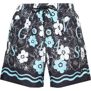 4Giveness, Badkleding, Heren, Veelkleurig, XL, Polyester, Zwart en wit bloemen boxershort