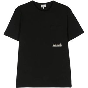 Woolrich, Tops, Heren, Zwart, L, Zwarte Trail T-shirt voor heren