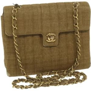 Chanel Vintage, Pre-owned, Dames, Bruin, ONE Size, Pre-owned Canvas chanel-bags