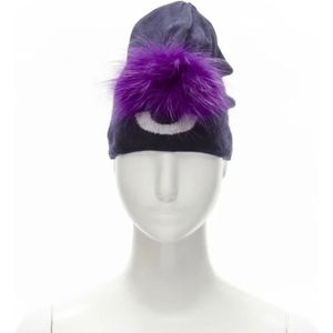 Fendi Vintage, Pre-owned, Dames, Blauw, ONE Size, Wol, Pre-owned Wool hats