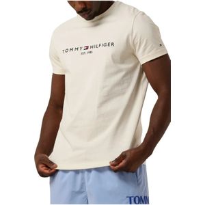 Tommy Hilfiger, Tops, Heren, Beige, XL, Heren Polo & T-shirts Logo Tee