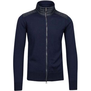 Belstaff, Sweatshirts & Hoodies, Heren, Blauw, S, Wol, Blauwe Gebreide Rits Cardigan