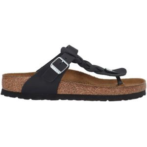 Birkenstock, Schoenen, Dames, Zwart, 36 EU, Leer, Gizeh Oiled Leather Sandalen