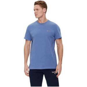 Tommy Jeans, Tops, Heren, Blauw, 2Xl, Katoen, Biologisch Katoenen Basic T-shirt - Blauw