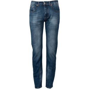 John Richmond, Jeans, Heren, Blauw, W33, Denim, Versleten denim jeans