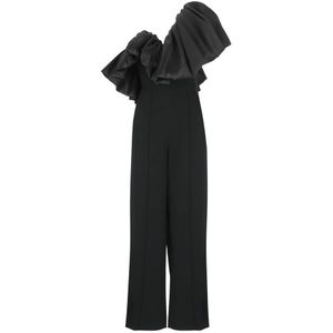 Solace London, Jumpsuits & Playsuits, Dames, Zwart, L, Zwart V-Hals Jumpsuit met Ruchedetail