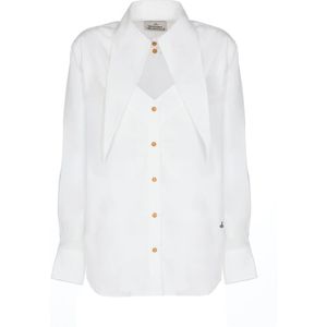 Vivienne Westwood, Blouses & Shirts, Dames, Wit, S, Katoen, Witte Katoenen Damesoverhemd met Maxi Kraag
