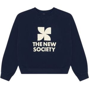 The New Society, Sweatshirts & Hoodies, Dames, Blauw, M, Katoen, Gezellig Midnight Navy Space Woman Sweater