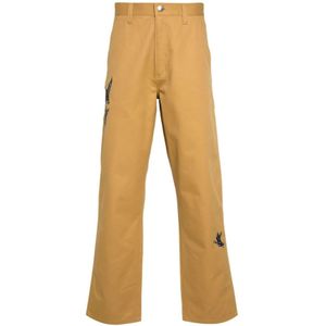 Carhartt Wip, Broeken, Heren, Bruin, S, Katoen, Grafisch Geborduurde Werkbroek