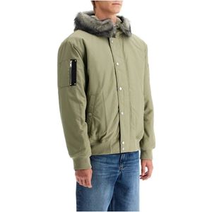 Moose Knuckles, Jassen, Heren, Groen, M, Polyester, Denali Hooded Bomber Jas