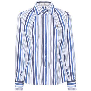 Vivienne Westwood, Blouses & Shirts, Dames, Veelkleurig, S, Katoen, Blauw Gestreept Katoenen Overhemd