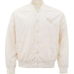 Armani Exchange, Jassen, Heren, Wit, M, Polyester, Witte Polyester Ritsjas Modern Ontwerp