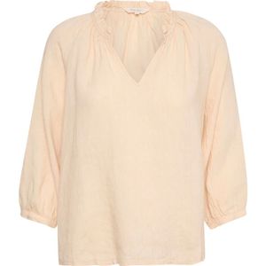 Part Two, Linnen Blouse met Ruches Beige, Dames, Maat:L