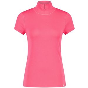 Marc Cain, Aansluitend T-Shirt met Splitstaande Kraag Roze, Dames, Maat:XS