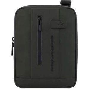 Piquadro, Tassen, Heren, Groen, ONE Size, Leer, Groene Schoudertas voor Mannen met i Pad 10.5