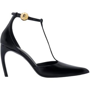 Salvatore Ferragamo, Patentleren T-strap Stiletto Zwart, Dames, Maat:40 1/2 EU