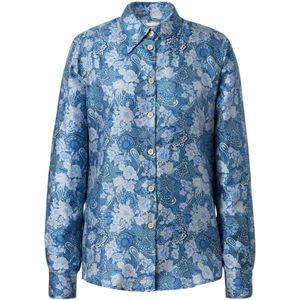 Massimo Alba, Blouses & Shirts, Heren, Blauw, M, Zijden Twill Regular Fit Overhemd
