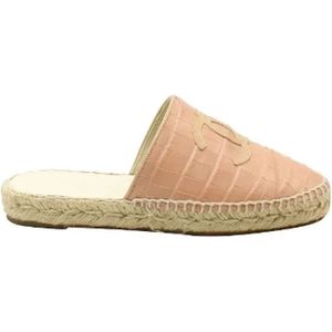 Chanel Vintage, Rosa Leren Espadrilles, Uitstekende Staat Roze, Dames, Maat:36 EU