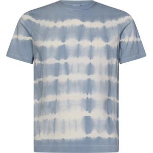 Malo, Blauw Tie Dye Gestreept T-shirt Blauw, Heren, Maat:M