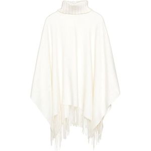 Fabiana Filippi, Jassen, Dames, Wit, ONE Size, Wol, Witte Wol Cashmere Poncho Cape