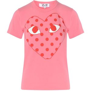 Comme des Garçons Play, Tops, Dames, Roze, L, Katoen, Roze T-shirt met rode hart