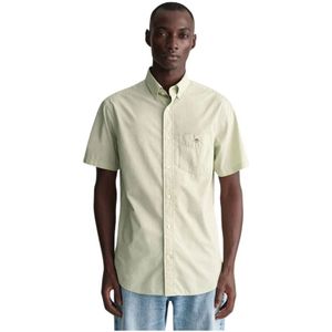 Gant, Overhemden, Heren, Groen, M, Katoen, Klassieke Gestreepte Regular Fit Overhemd