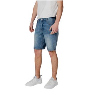 Armani Exchange, Korte broeken, Heren, Blauw, W33, Katoen, Casual Bermuda Shorts Collectie voor Mannen