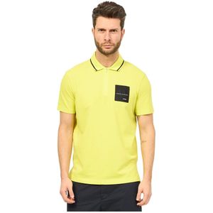 Armani Exchange, Gele Organisch Katoenen Polo Shirt Geel, Heren, Maat:M