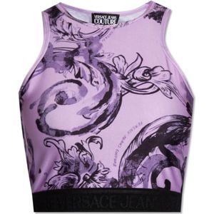 Versace Jeans Couture, Tops, Dames, Paars, M, Geknipte tanktop