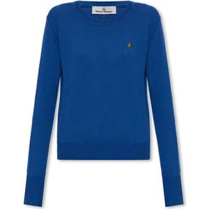 Vivienne Westwood, Truien, Dames, Blauw, L, Katoen, ‘Bea’ trui met logo