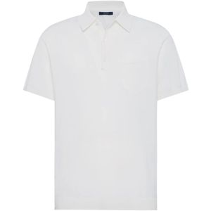 Boggi Milano, Katoenen Crêpe Gebreid Polo Shirt Wit, Heren, Maat:XL