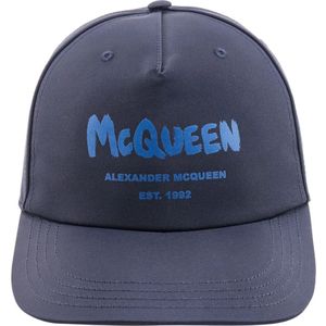 Alexander McQueen, Accessoires, Heren, Blauw, L, Nylon, Stijlvolle Nylon Cap voor Mannen