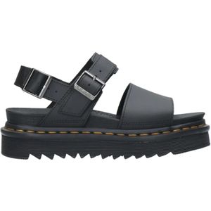 Dr. Martens, Zwarte leren sandalen met Quad-zool Zwart, Dames, Maat:38 EU