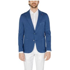 Mulish, Jassen, Heren, Blauw, S, Katoen, Blauwe Geknoopte Blazer Lange Mouwen