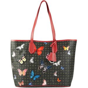 Pollini, Tassen, Dames, Zwart, ONE Size, Monogram Shopping Bag met vlinderprint