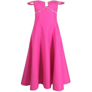 Self Portrait, Roze Textuur Diamante Midi Jurk Roze, Dames, Maat:2XS