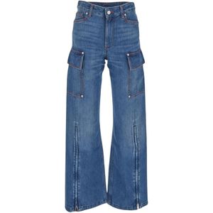 Stella McCartney, Jeans, Dames, Blauw, W28, Denim, Blauwe Gewassen Denim Cargo Jeans