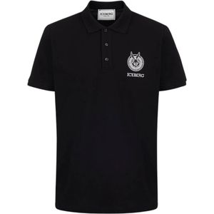 Iceberg, Polo shirt met cartoonafbeeldingen Zwart, Heren, Maat:4XL