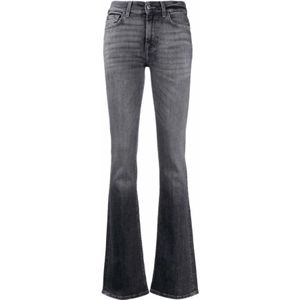 7 For All Mankind, Jeans, Dames, Grijs, W25, Katoen, Grijze Bootcut Slim Jeans Voorste Knoop