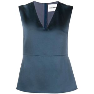 Jil Sander, Sleeveless Tops Blauw, Dames, Maat:XS