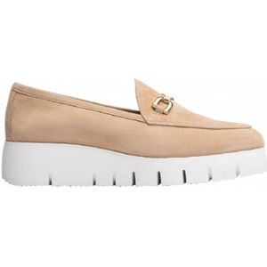 Unisa, Suède Loafers met Metalen Gesp Beige, Dames, Maat:38 EU