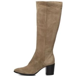 Notre-v, Schoenen, Dames, Beige, 36 EU, Leer, Taupe Suede Hoge Hak Laarzen