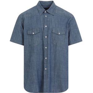 Universal Works, Overhemden, Heren, Blauw, XL, Katoen, Blauwe Western Indigo Katoenen Overhemd