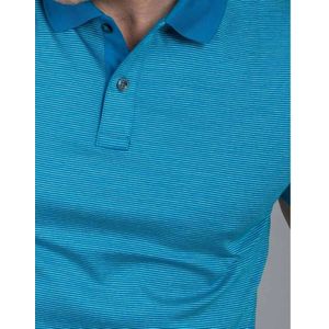 Hugo Boss, Tops, Heren, Blauw, M, Gestreept Turquoise Poloshirt