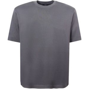 Herno, Tops, Heren, Grijs, M, Katoen, Grijze Crew-neck T-shirt - Regular Fit