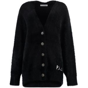 Philosophy di Lorenzo Serafini, Truien, Dames, Zwart, M, Versierde Maxi Cardigan