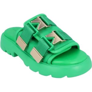 Bottega Veneta, Schoenen, Dames, Groen, 38 EU, Leather sandals