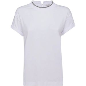 Brunello Cucinelli, Witte lichte en natuurlijke T-shirts en polos Wit, Dames, Maat:XS